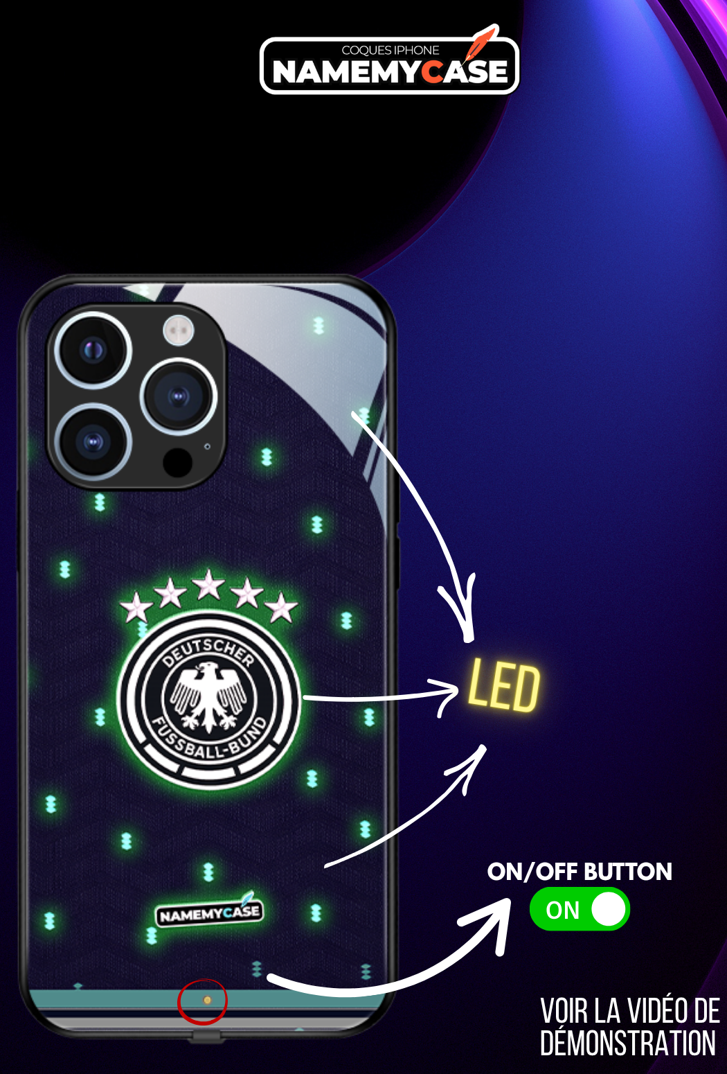 Coque iPhone LED - Maillot Coupe du Monde Allemagne