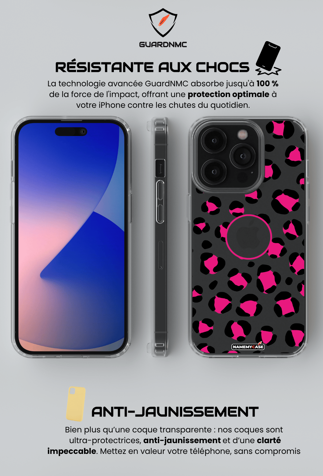 Coque iPhone Transparente - Leopard Rose