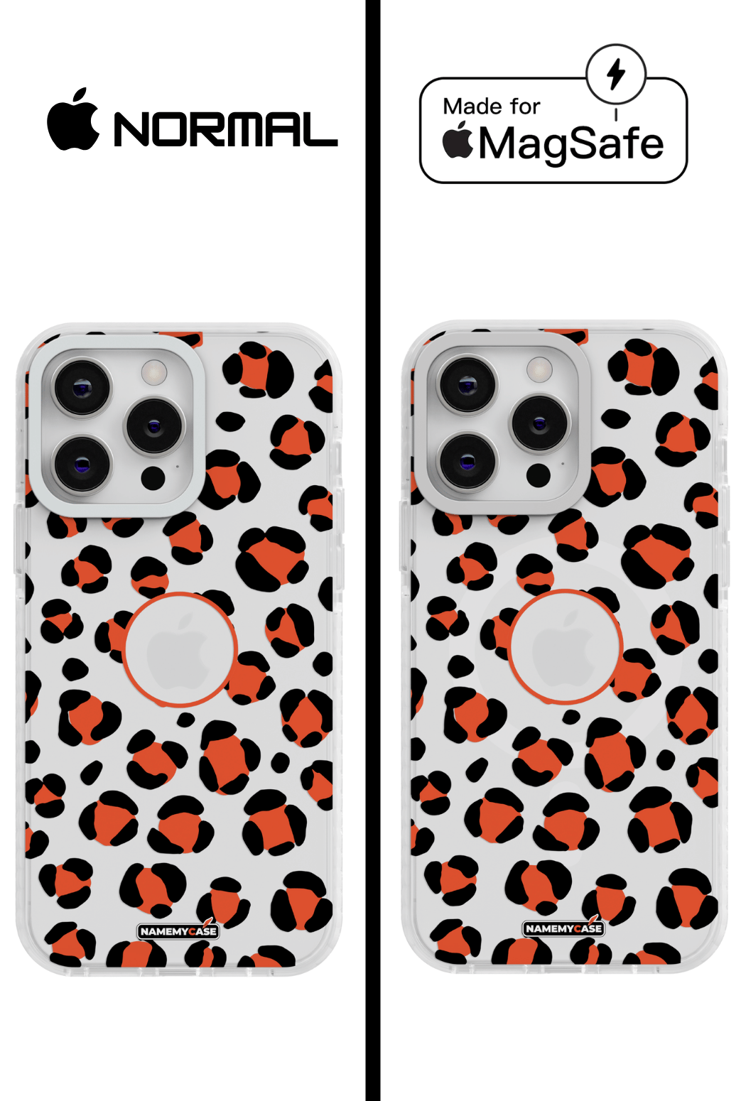 Coque iPhone Transparente - Leopard Orange