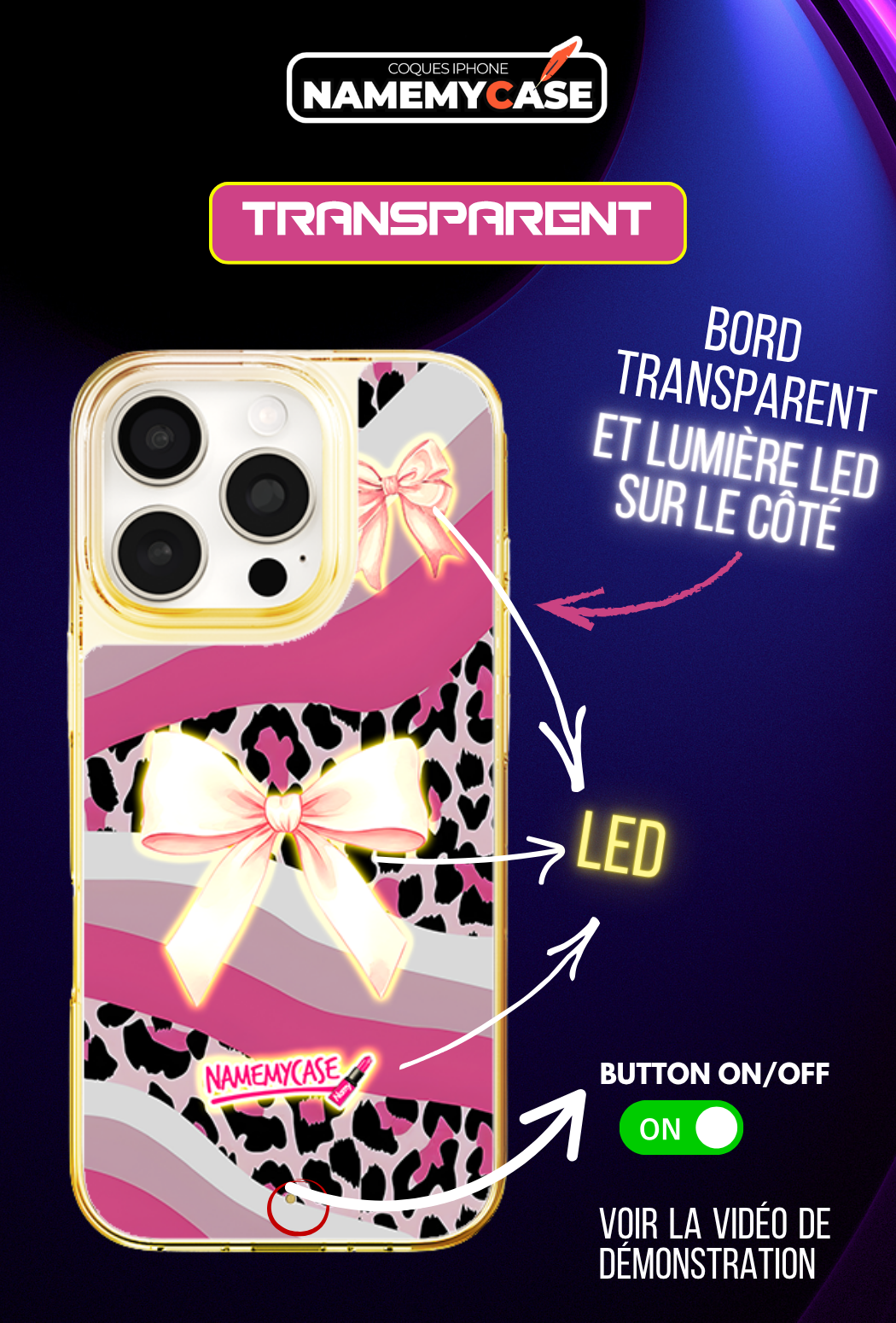 Coque iPhone LED - Pink Safari