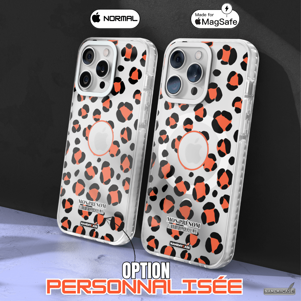 Coque iPhone Transparente - Leopard Orange