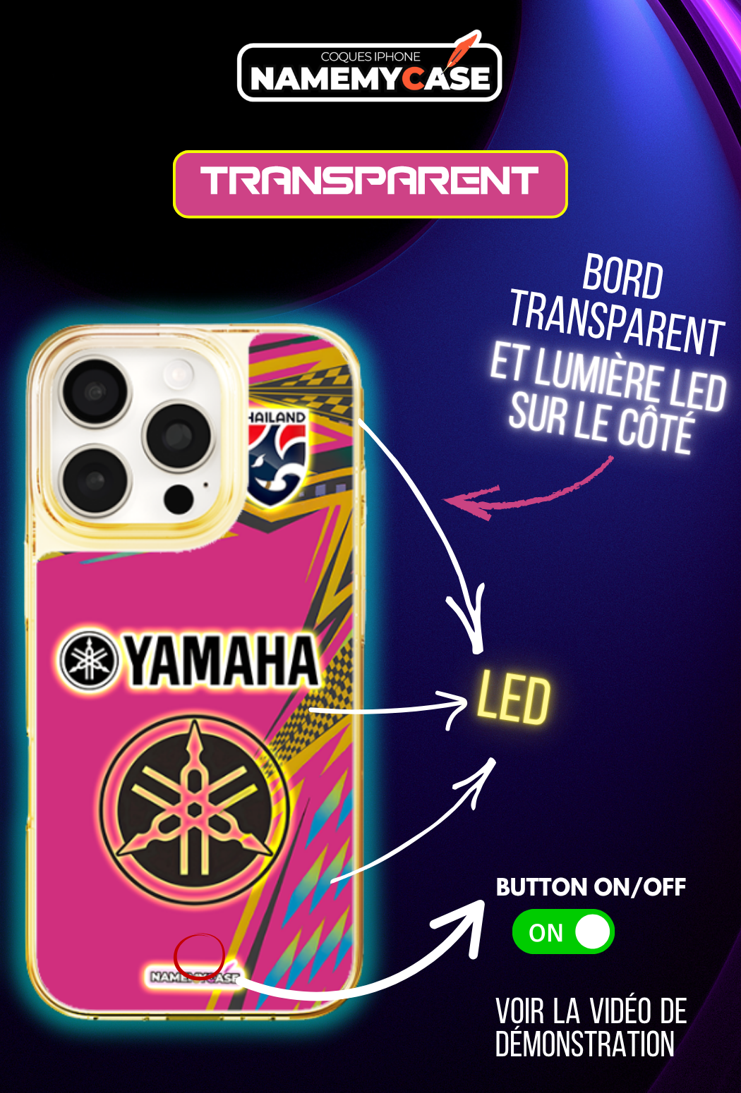 Coque iPhone LED - Yamaha Rose