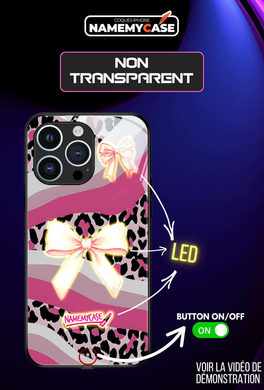 Coque iPhone LED - Pink Safari