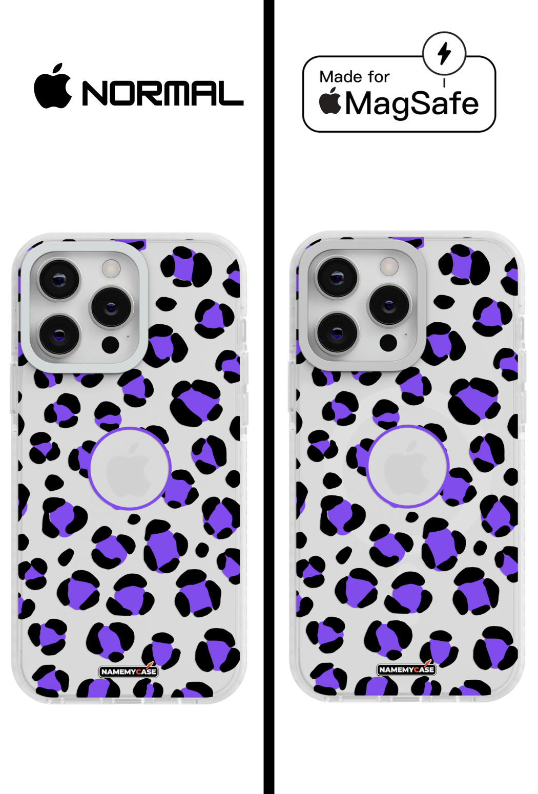 Coque iPhone Transparente - Leopard Purple