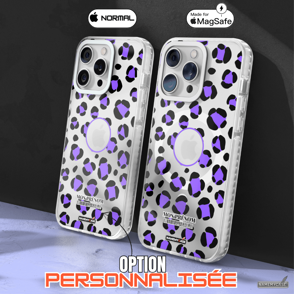 Coque iPhone Transparente - Leopard Purple