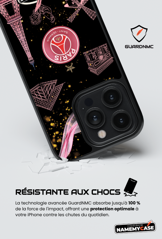 Coque iPhone - Psg Noir et Rose