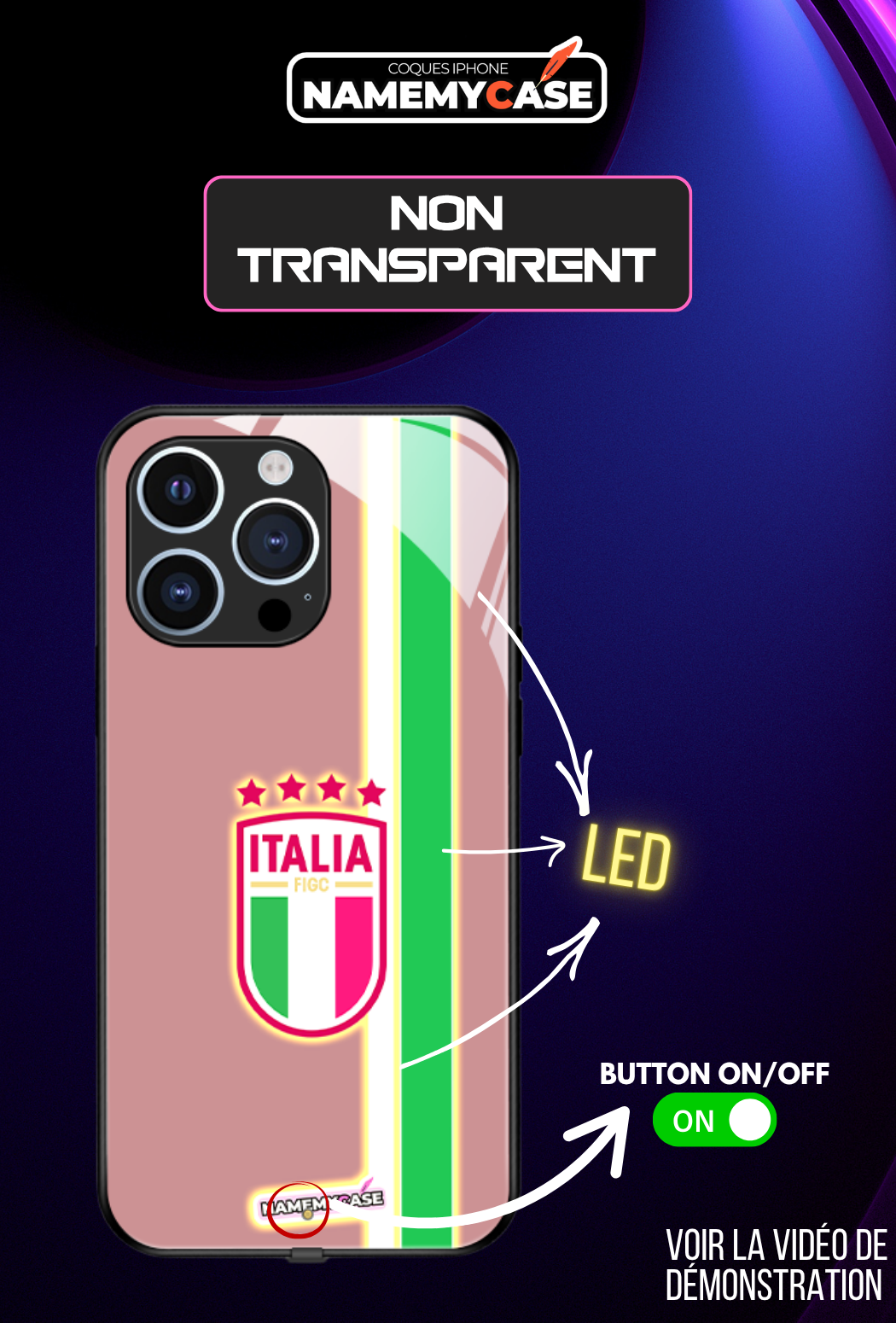 Coque iPhone LED - Italie rose