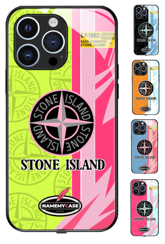 Coque iPhone - Stone Island Jaune et Rose