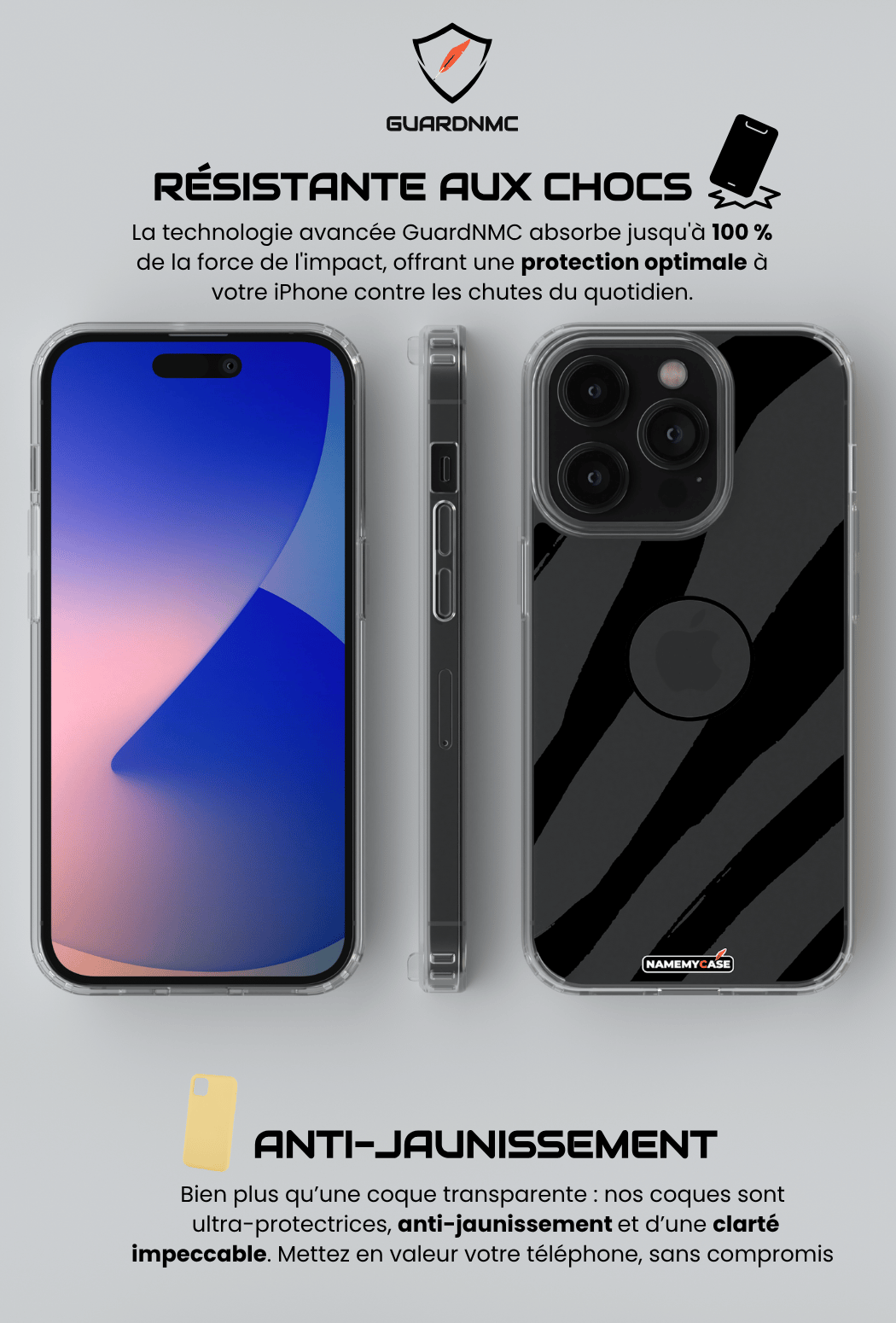 Coque iPhone Transparente - Noir Attack