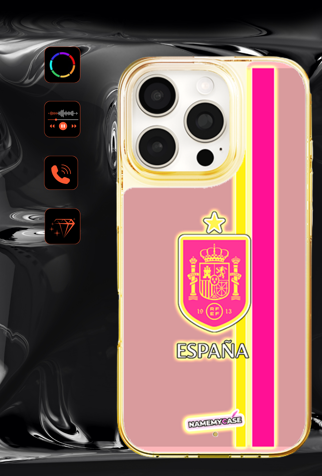 Coque iPhone LED - Espagne rose