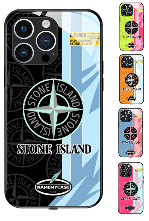 Coque iPhone - Stone Island Noir et Bleu