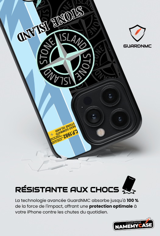 Coque iPhone - Stone Island Noir et Bleu
