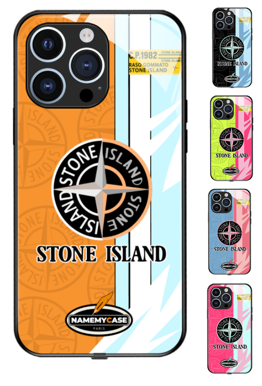 Coque iPhone - Stone Island Orange et Bleu