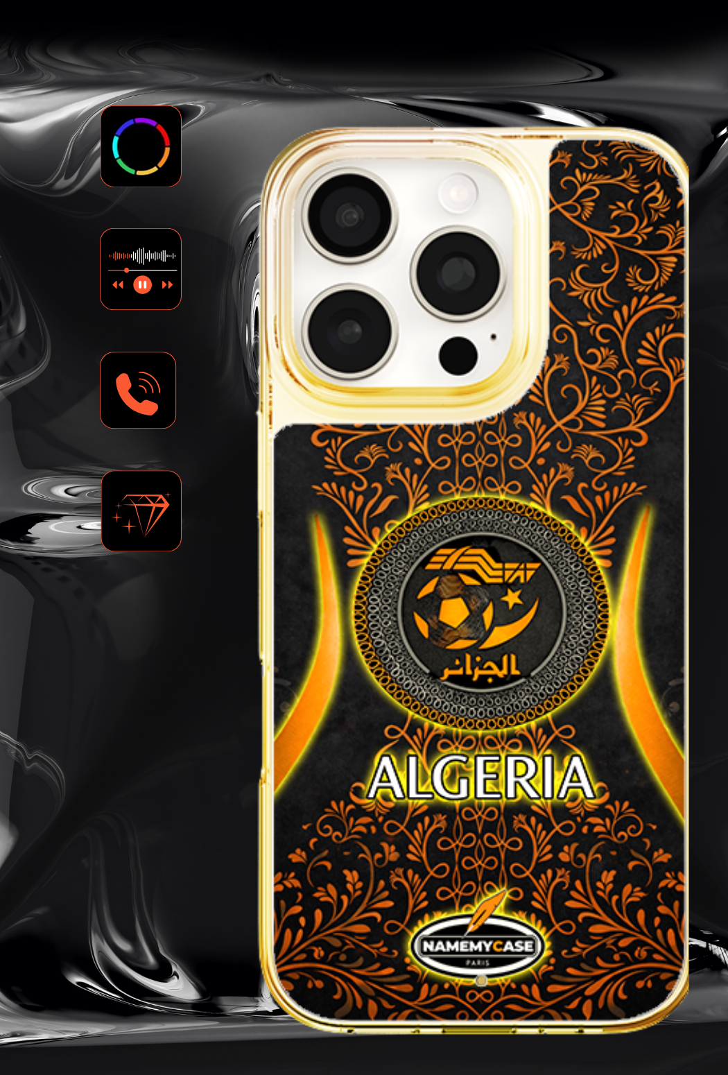 Coque iPhone LED - Algerie mineral Orange