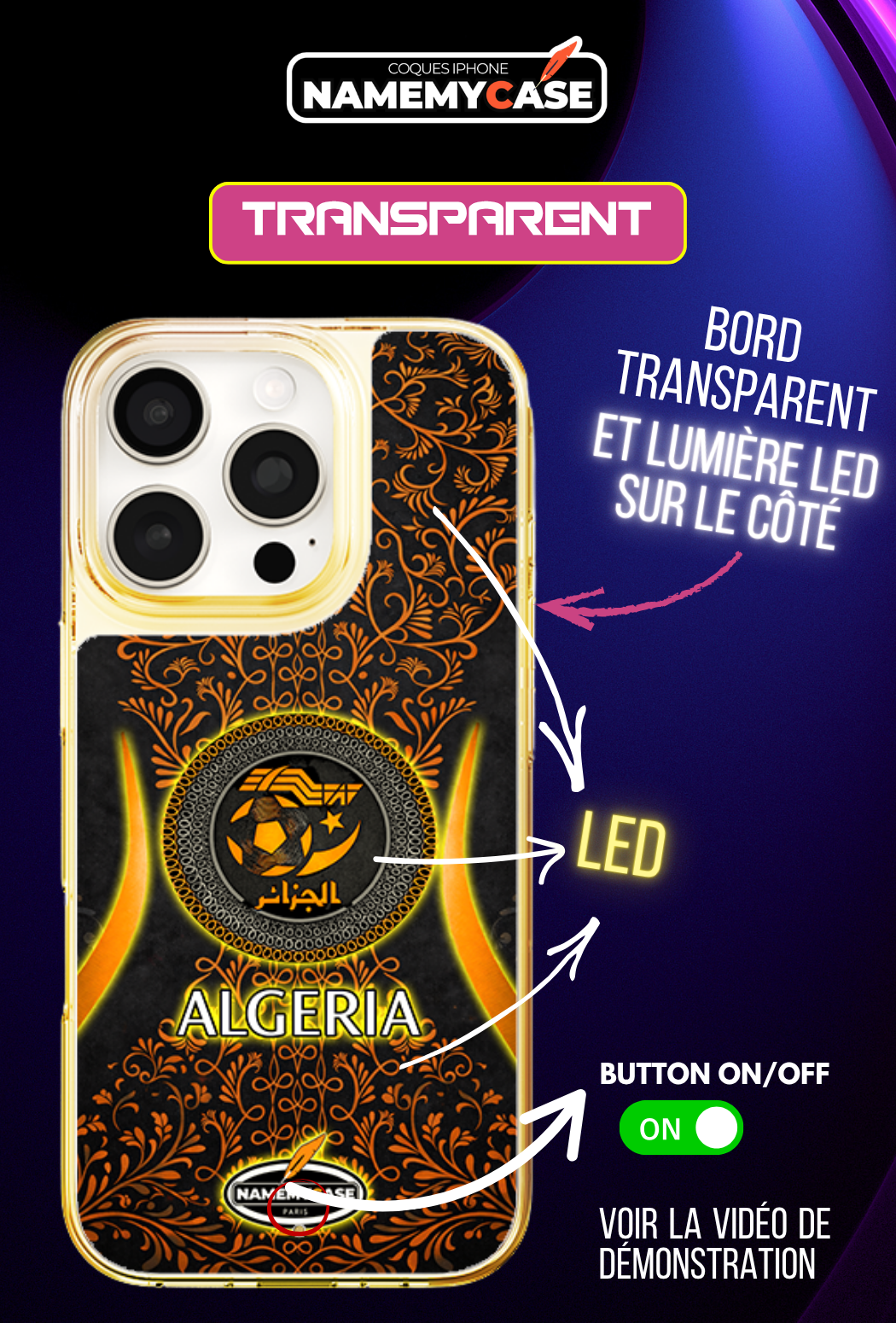 Coque iPhone LED - Algerie mineral Orange