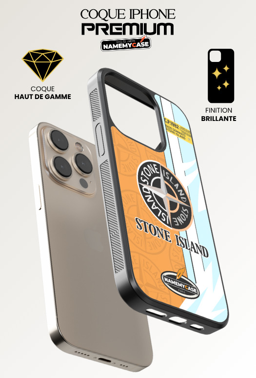 Coque iPhone - Stone Island Orange et Bleu