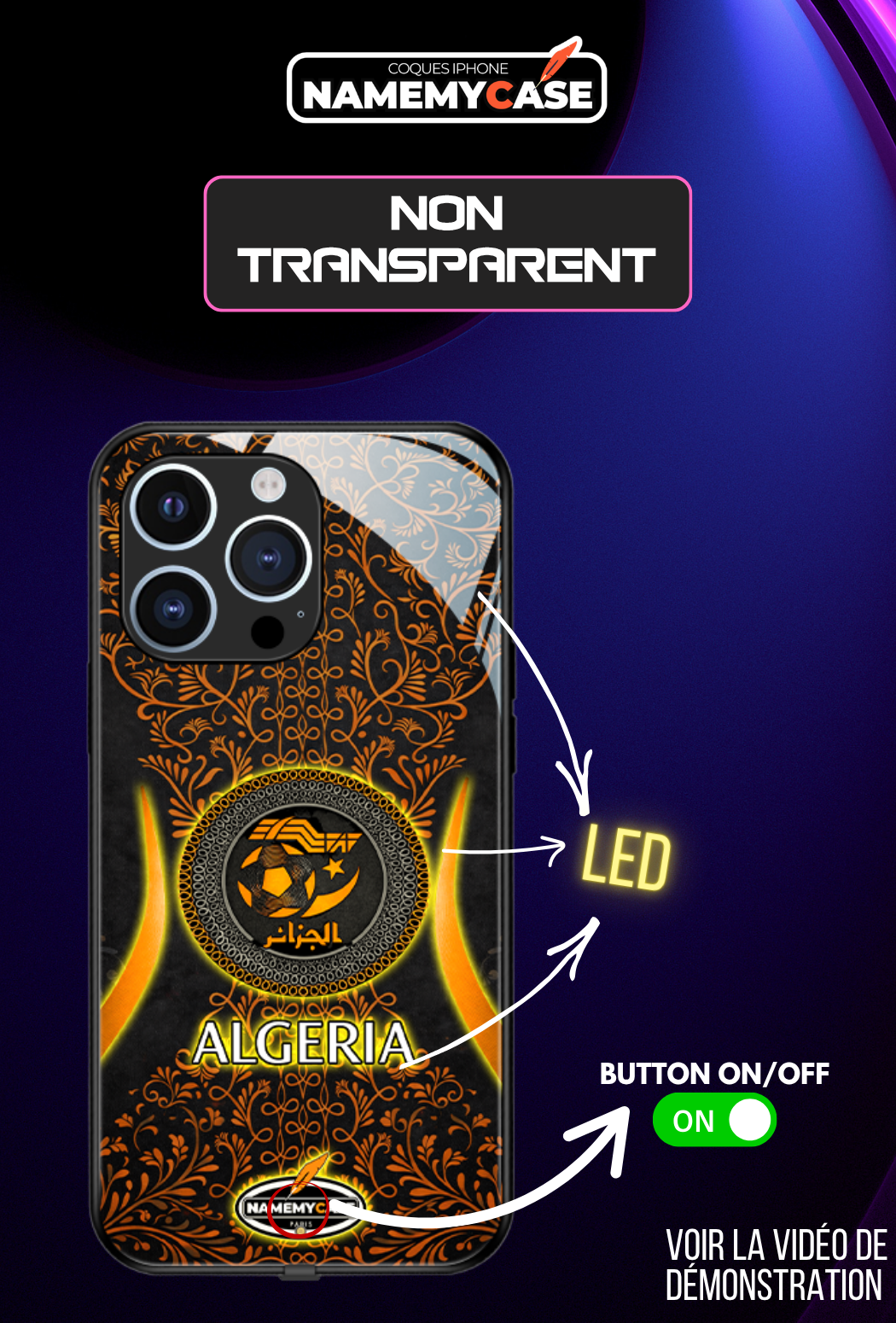 Coque iPhone LED - Algerie mineral Orange