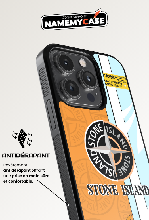 Coque iPhone - Stone Island Orange et Bleu
