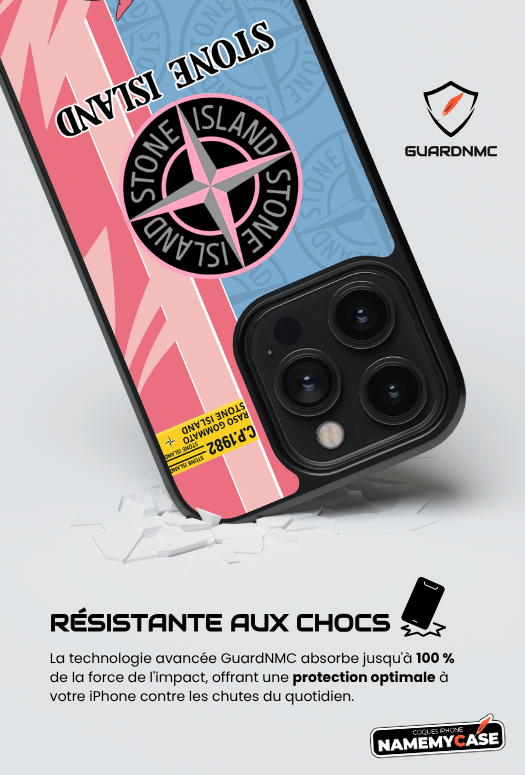 Coque iPhone - Stone Island Bleu et Rose