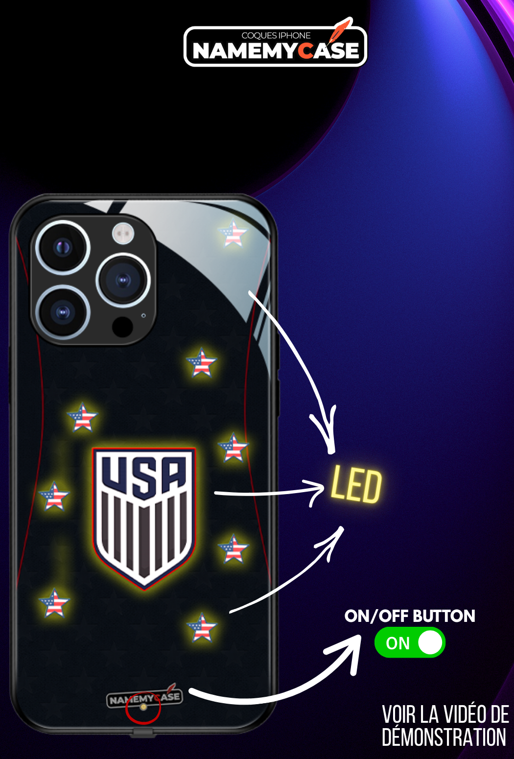Coque iPhone LED - Maillot Coupe du Monde USA