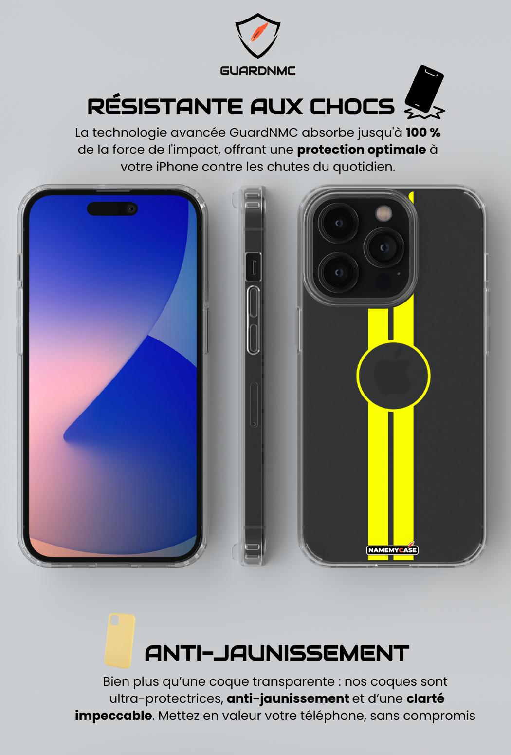 Coque iPhone Transparente - Yellow Stripe