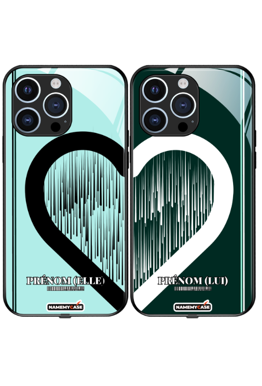 Coque iPhone à partager - Cœur rayé 1