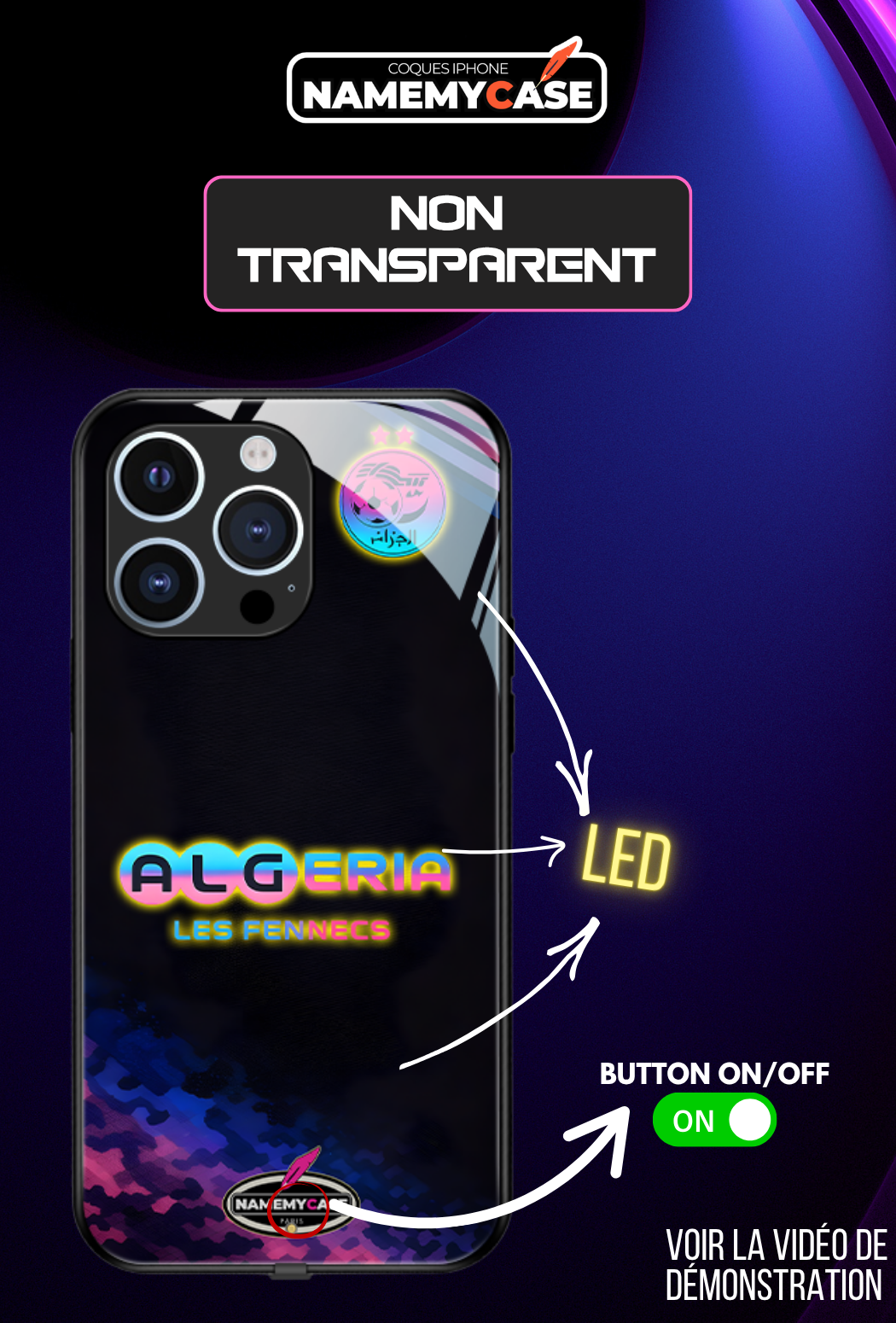 Coque iPhone LED - Algerie Fennecs