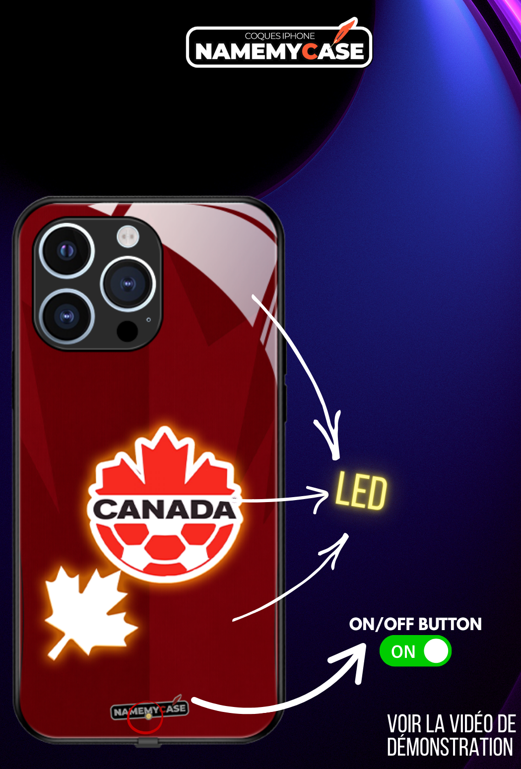 Coque iPhone LED - Maillot Coupe du Monde Canada