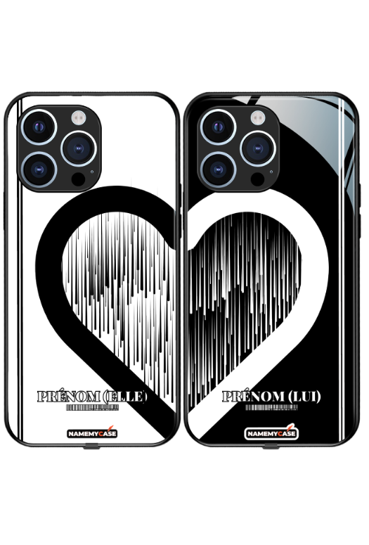 Coque iPhone à partager - Cœur rayé 2
