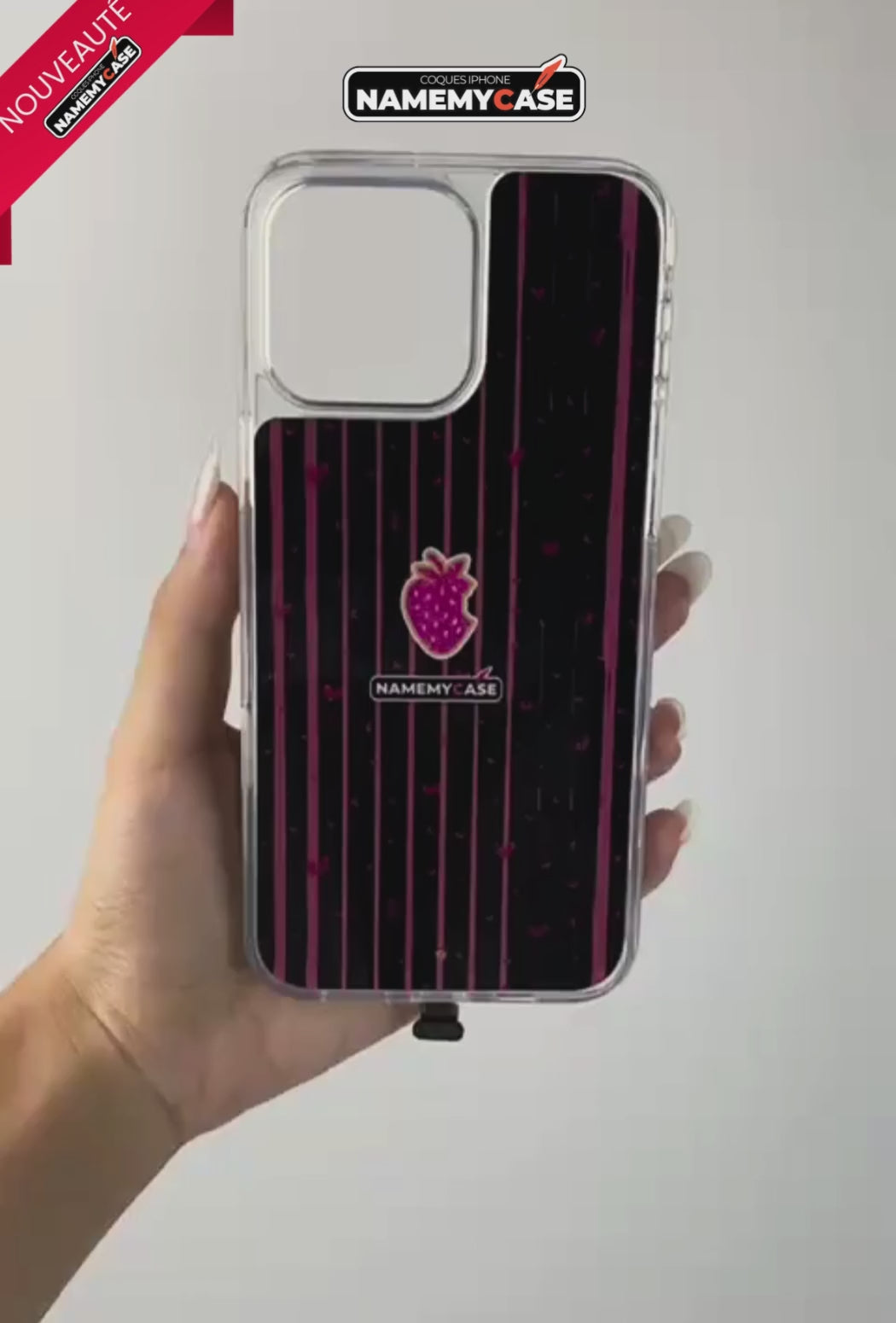 Coque iPhone LED - Fraise Love