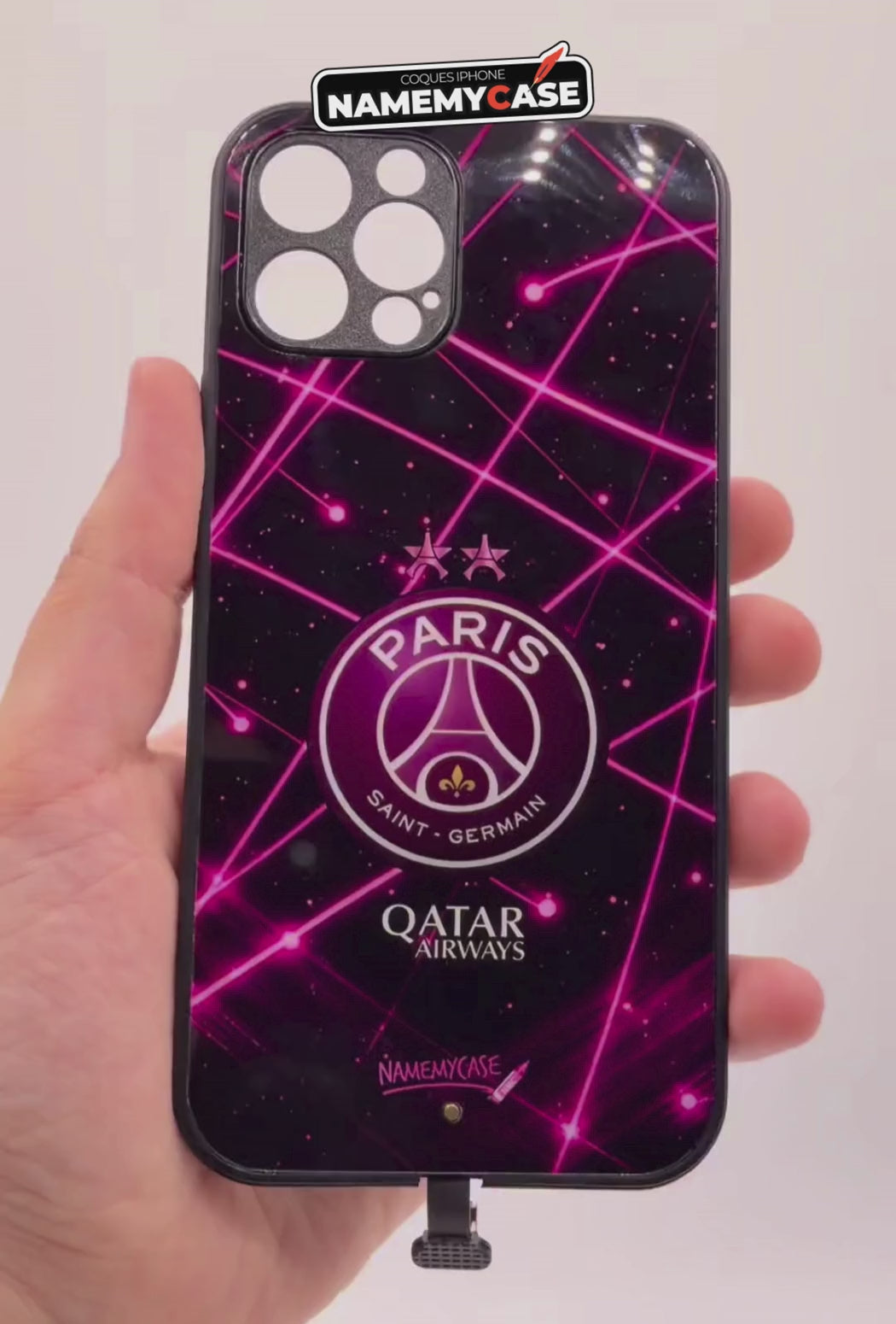 Coque iPhone LED - PSG Pulsion Rose