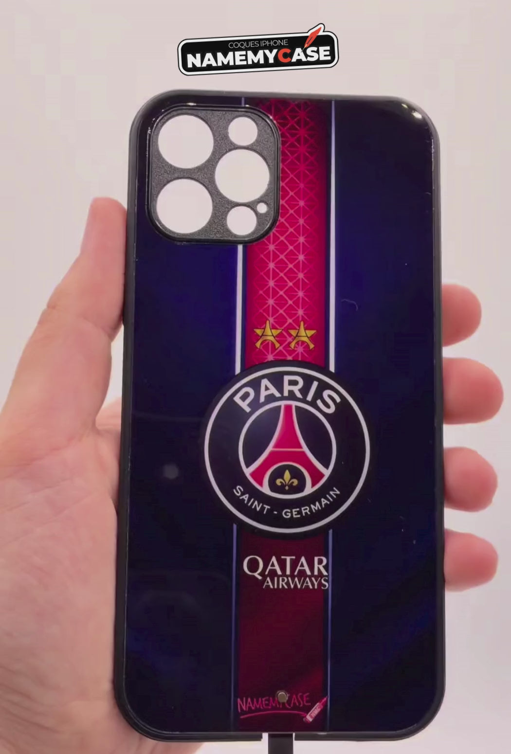 Coque iPhone LED - PSG Bleu Rouge