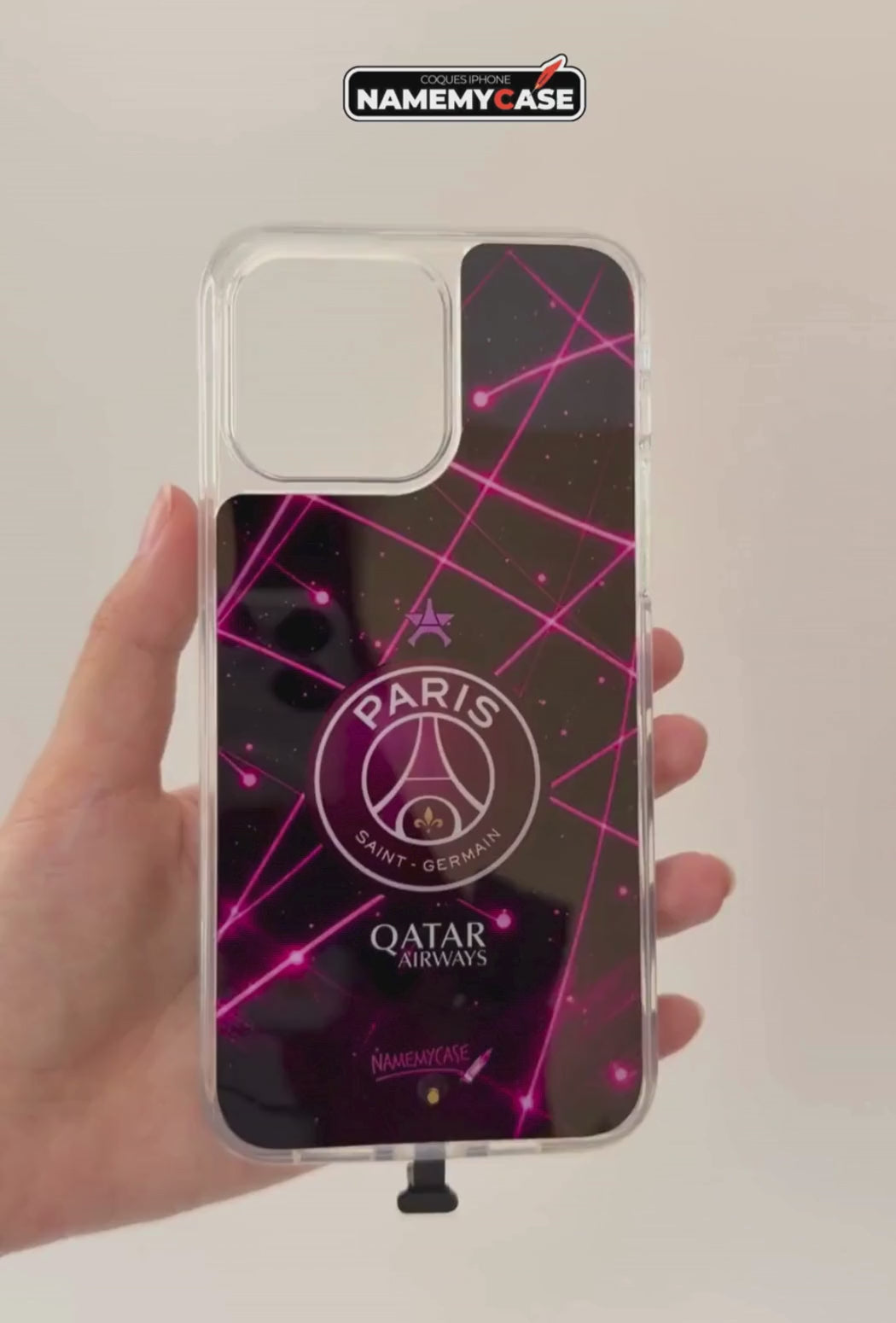 Coque iPhone LED - PSG Pulsion Rose