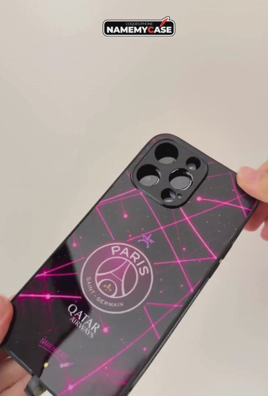 Coque iPhone LED - PSG Pulsion Rose